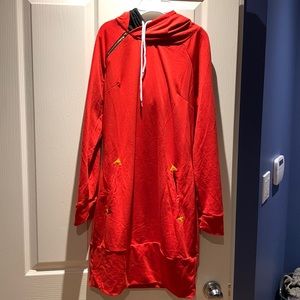 🧸2/$40 Red Hoodie Sweatshirt Dress / Tunic - size L